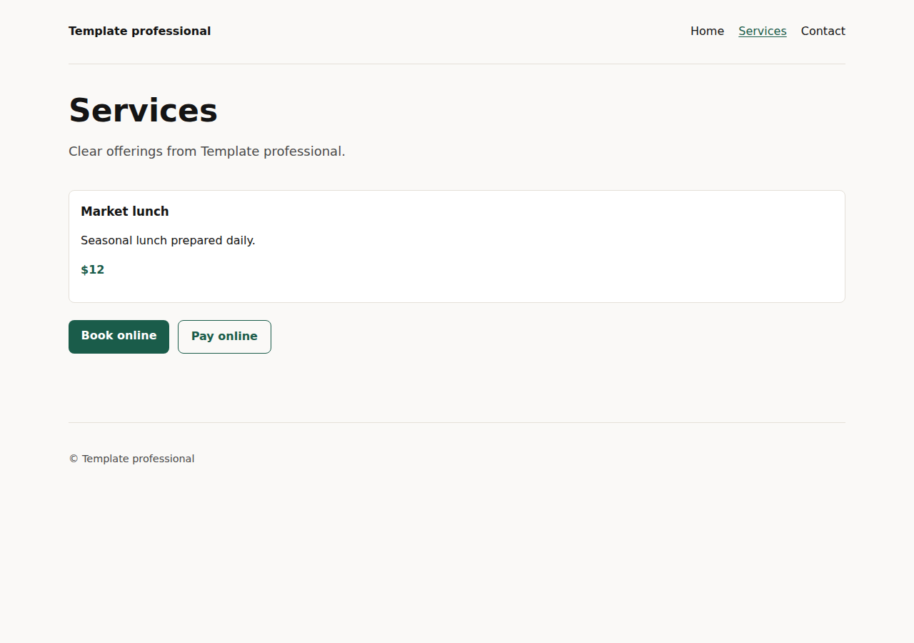Professional sample: a services page made with yaya
